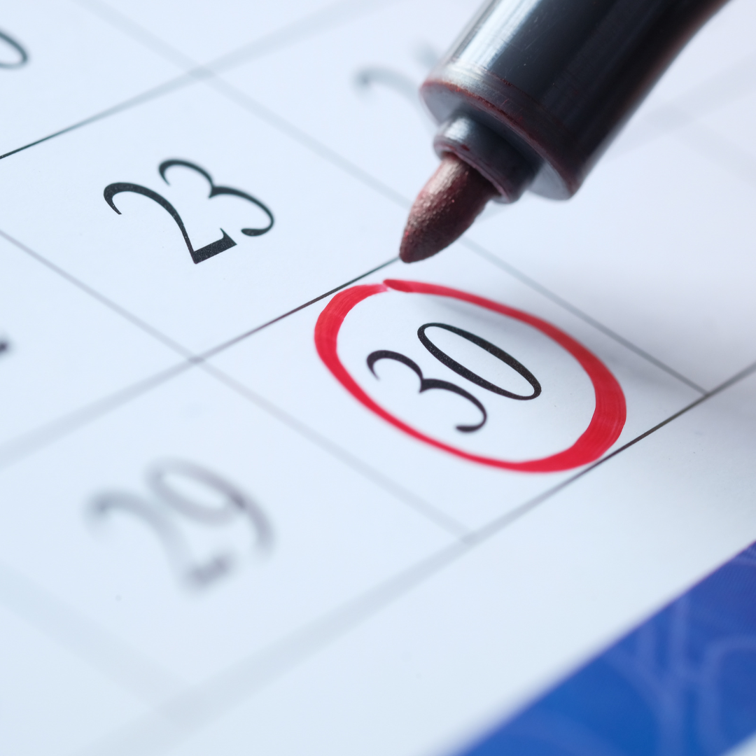 A calendar page featuring a prominent red circle marking a specific date.